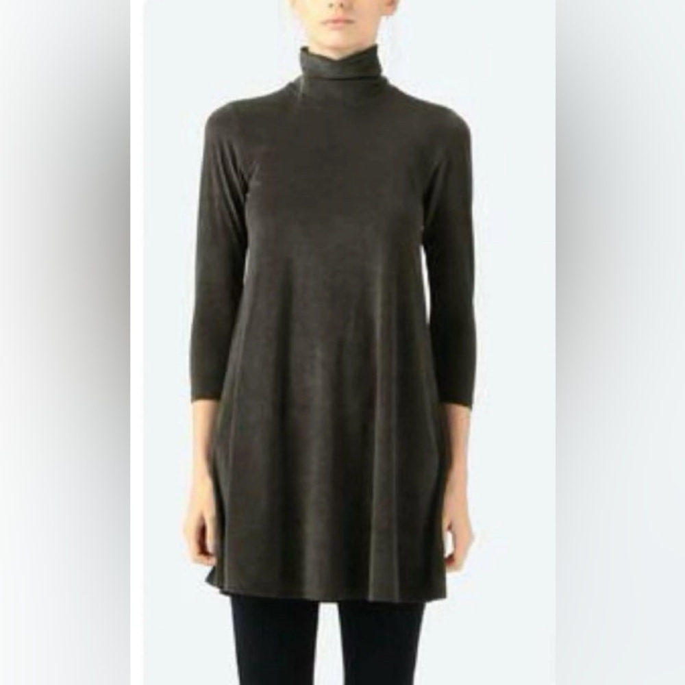 James Perse Womens Velvet Mini Dress Sz 2 Coffee 3/4 Sleeve Grunge Phoebe Buffet